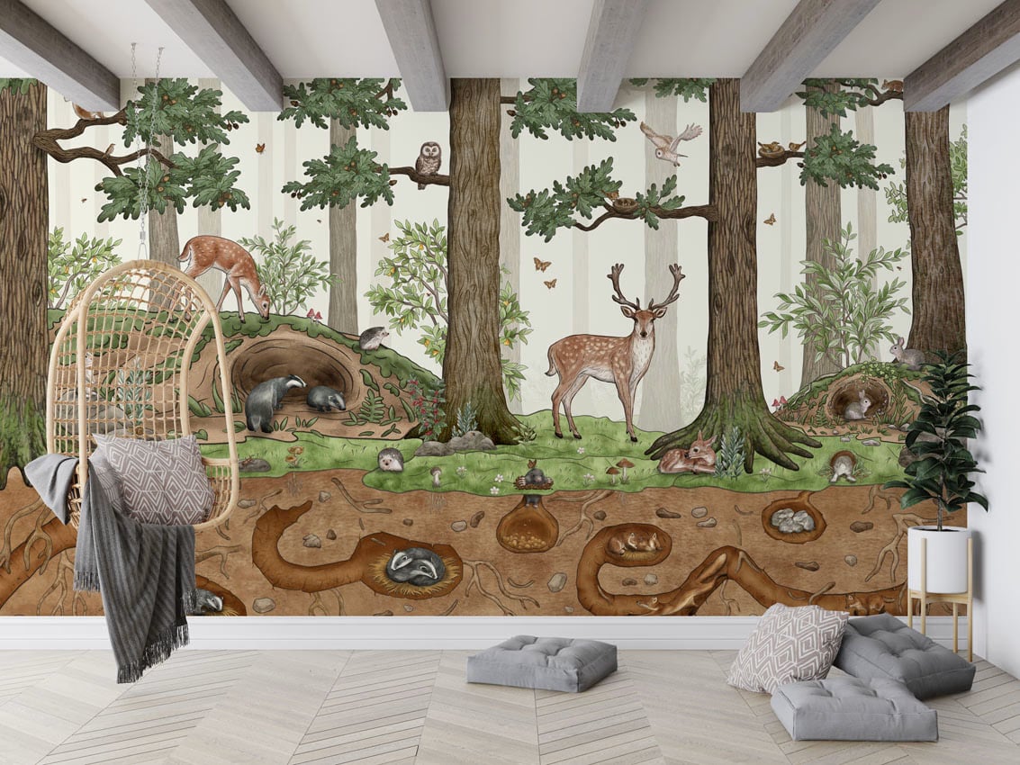 Animals In The Forest styled in a room