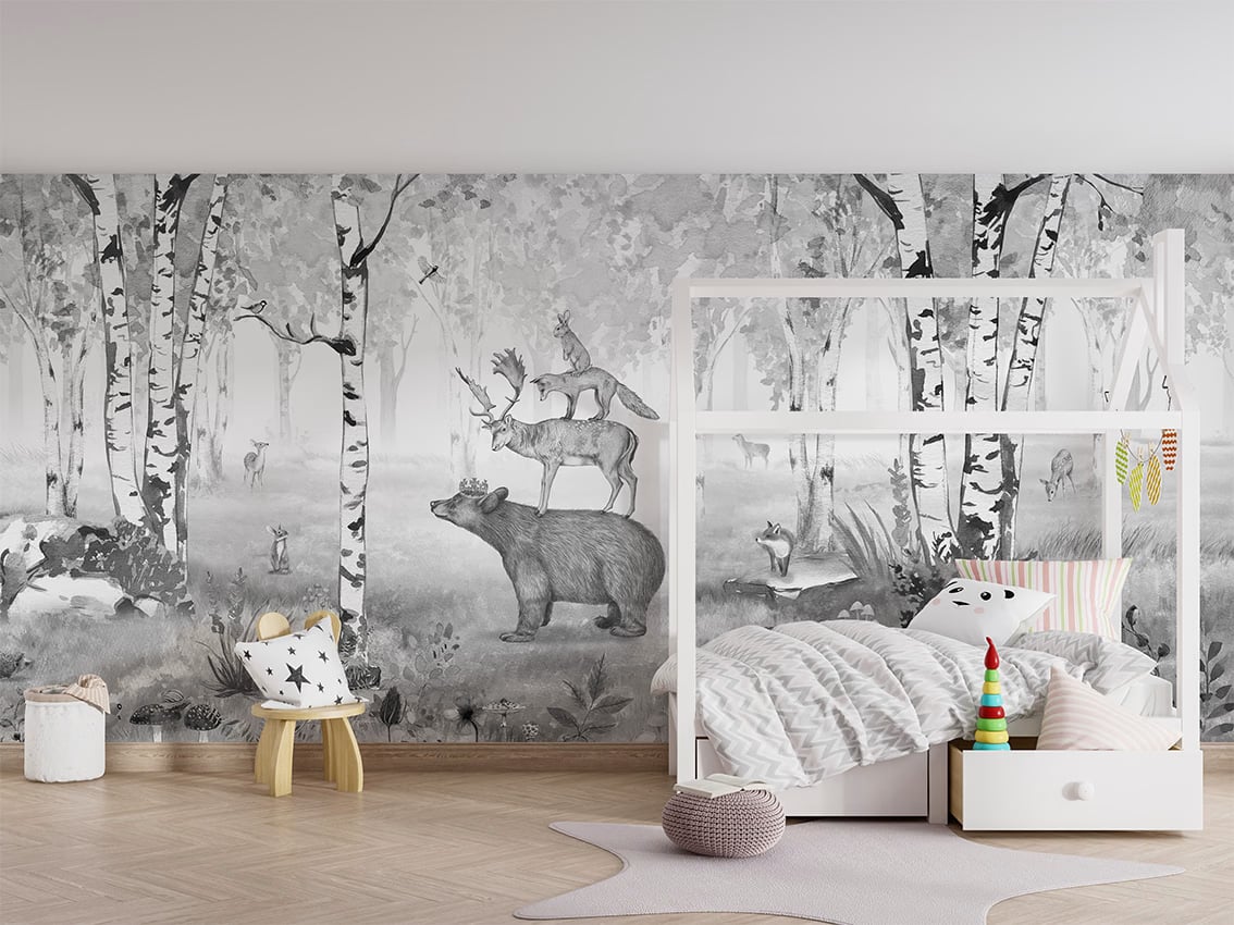 Bear King - Black & White styled in a room