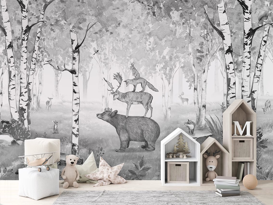 Bear King - Black & White styled in a room