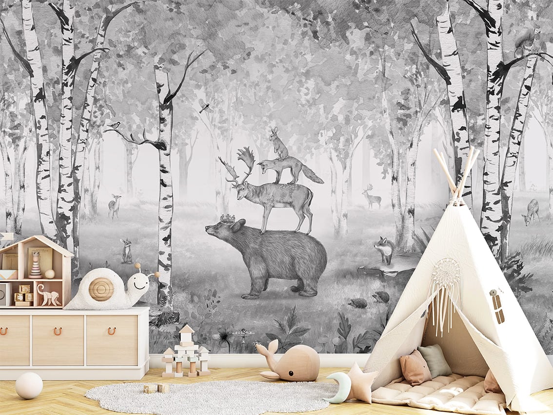 Bear King - Black & White styled in a room