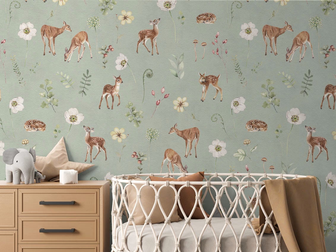 Dancing Deer - Green styled in a room