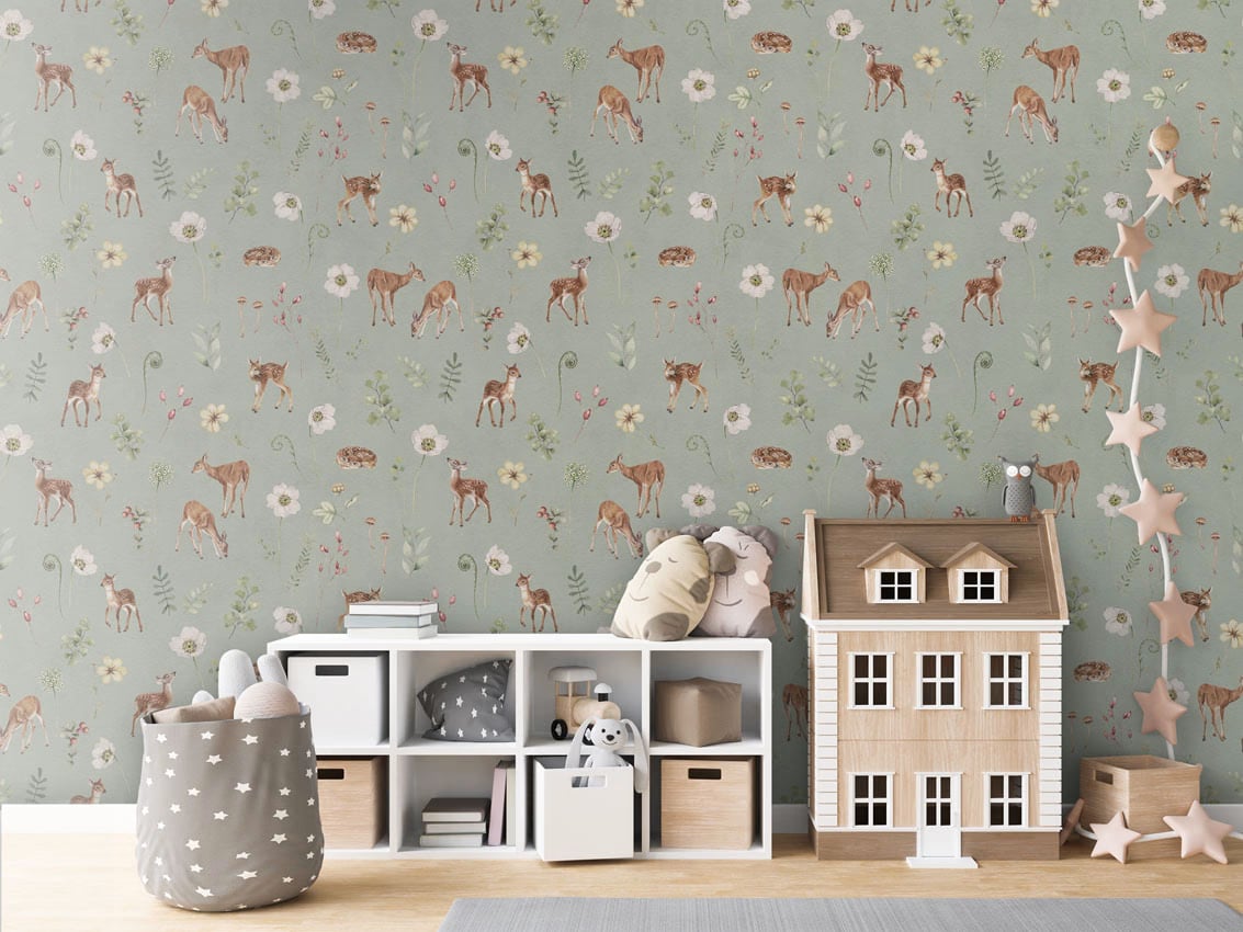 Dancing Deer - Green styled in a room