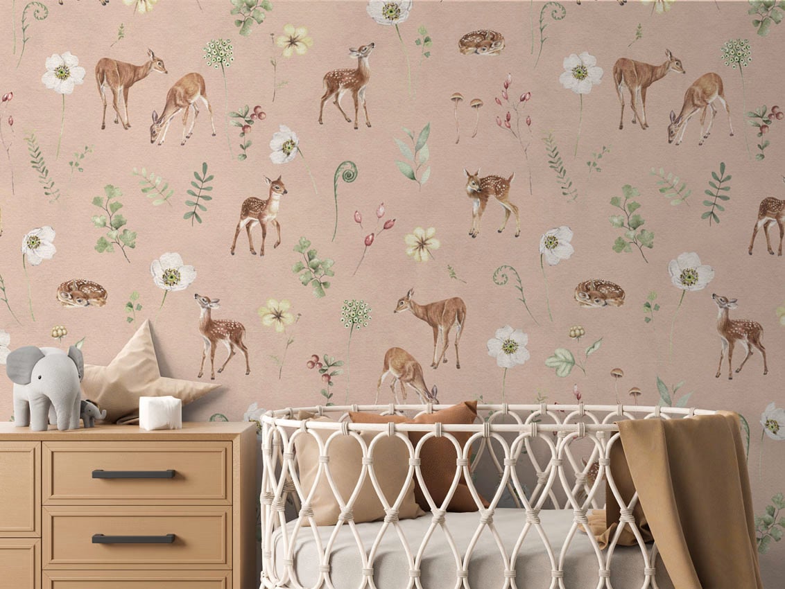 Dancing Deer - Pink styled in a room