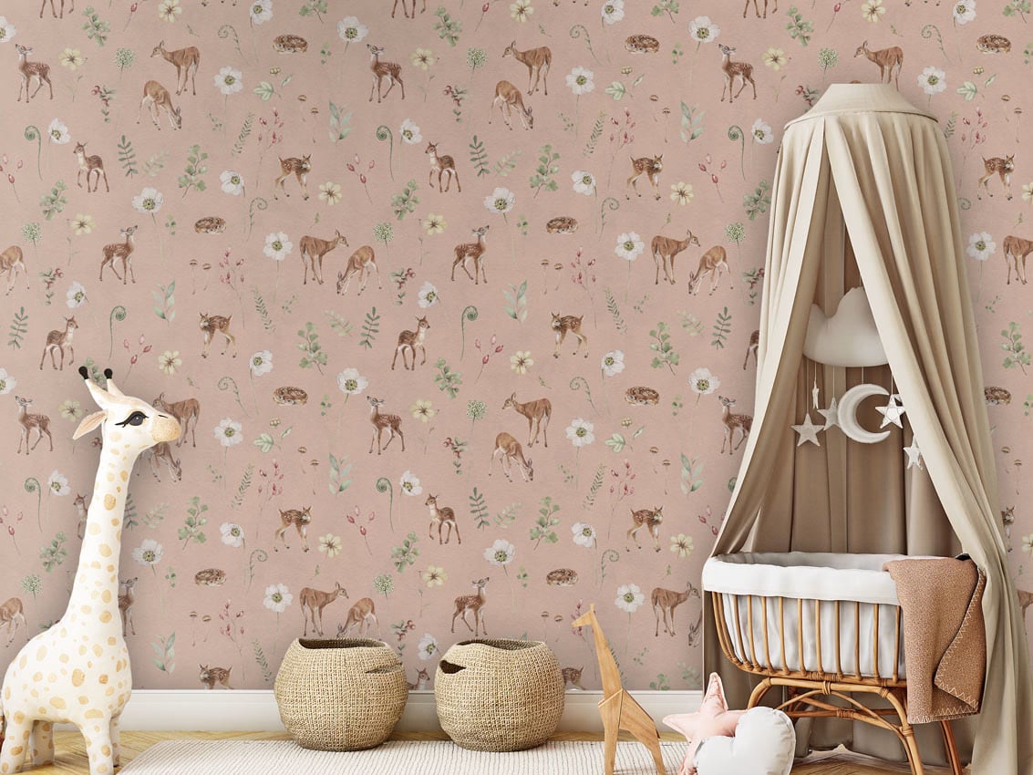 Dancing Deer - Pink styled in a room