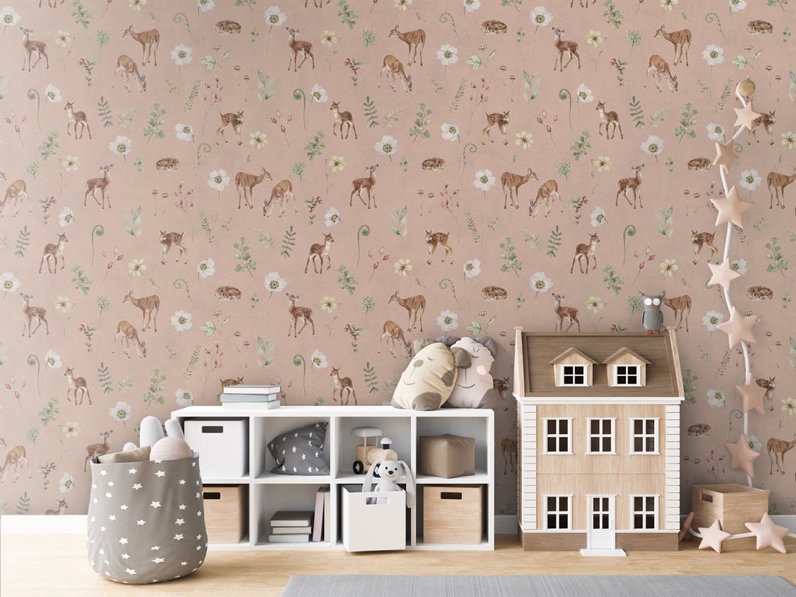 Dancing Deer - Pink styled in a room