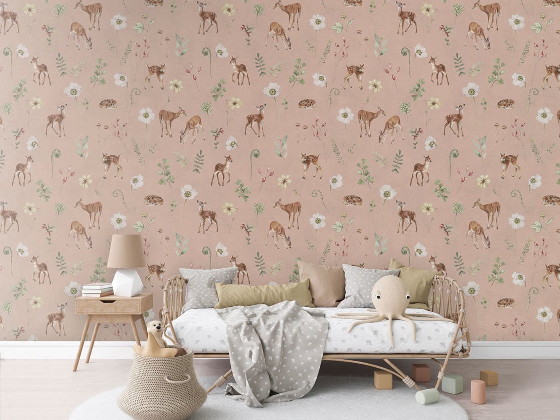 Dancing Deer - Pink styled in a room