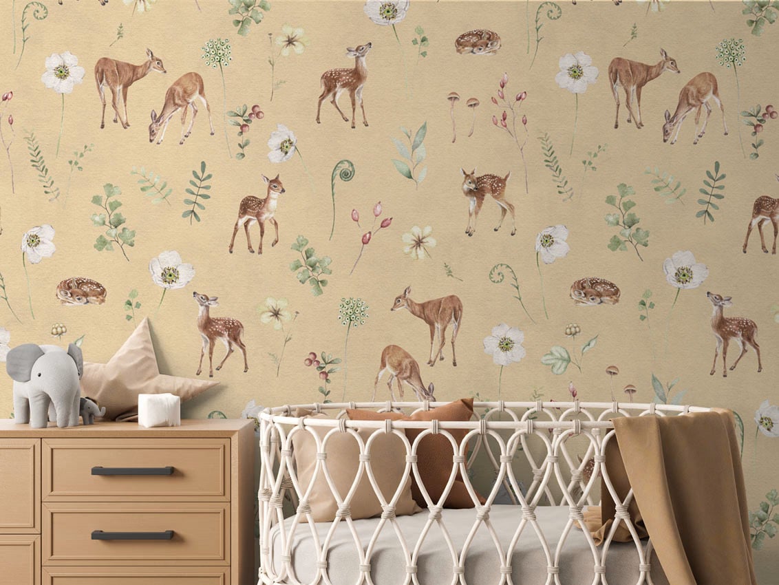 Dancing Deer - Yellow styled in a room