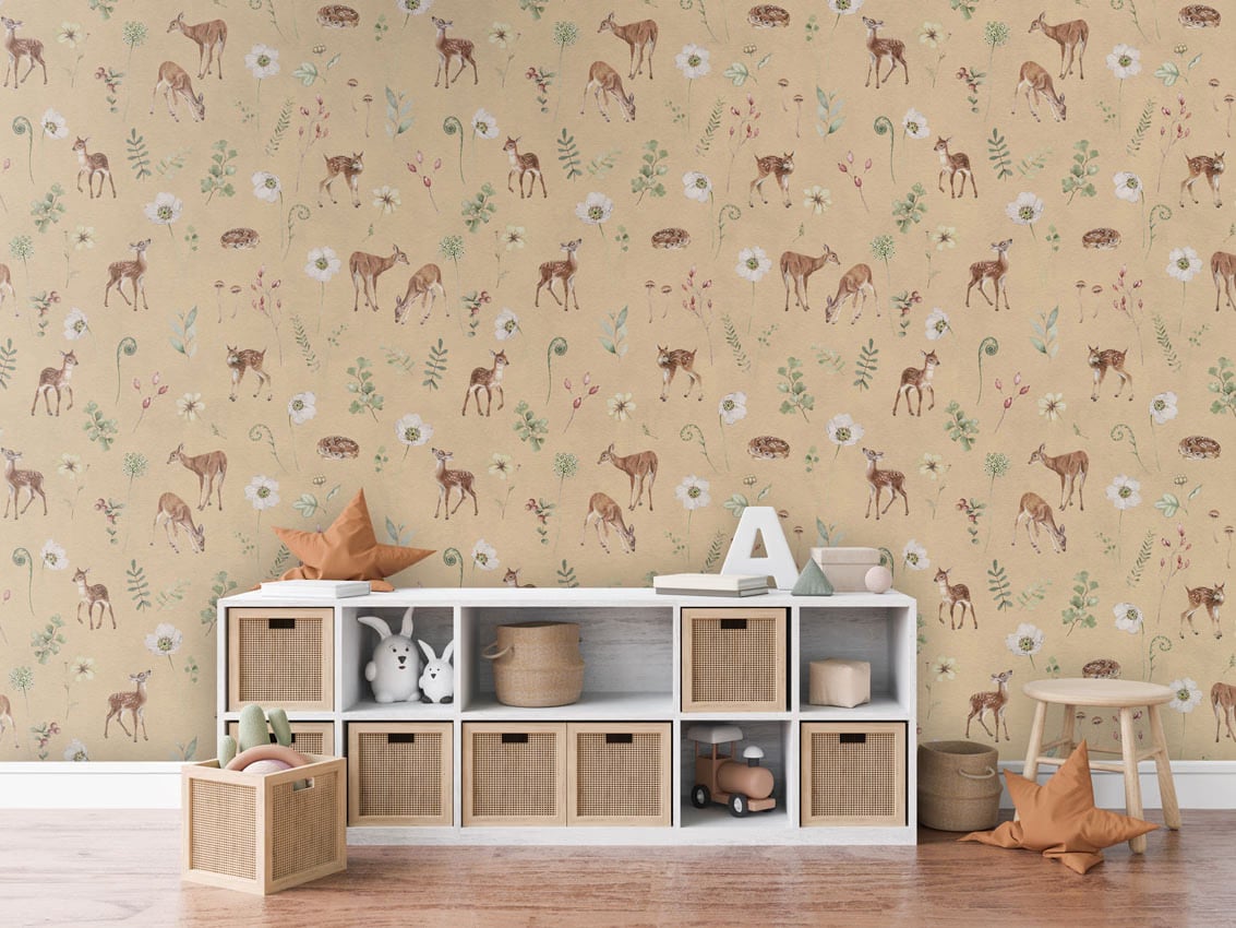 Dancing Deer - Yellow styled in a room