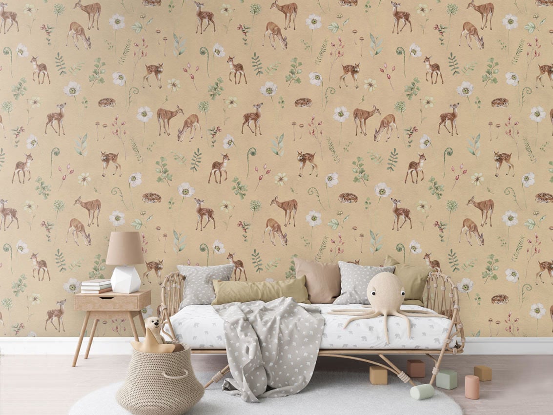 Dancing Deer - Yellow styled in a room