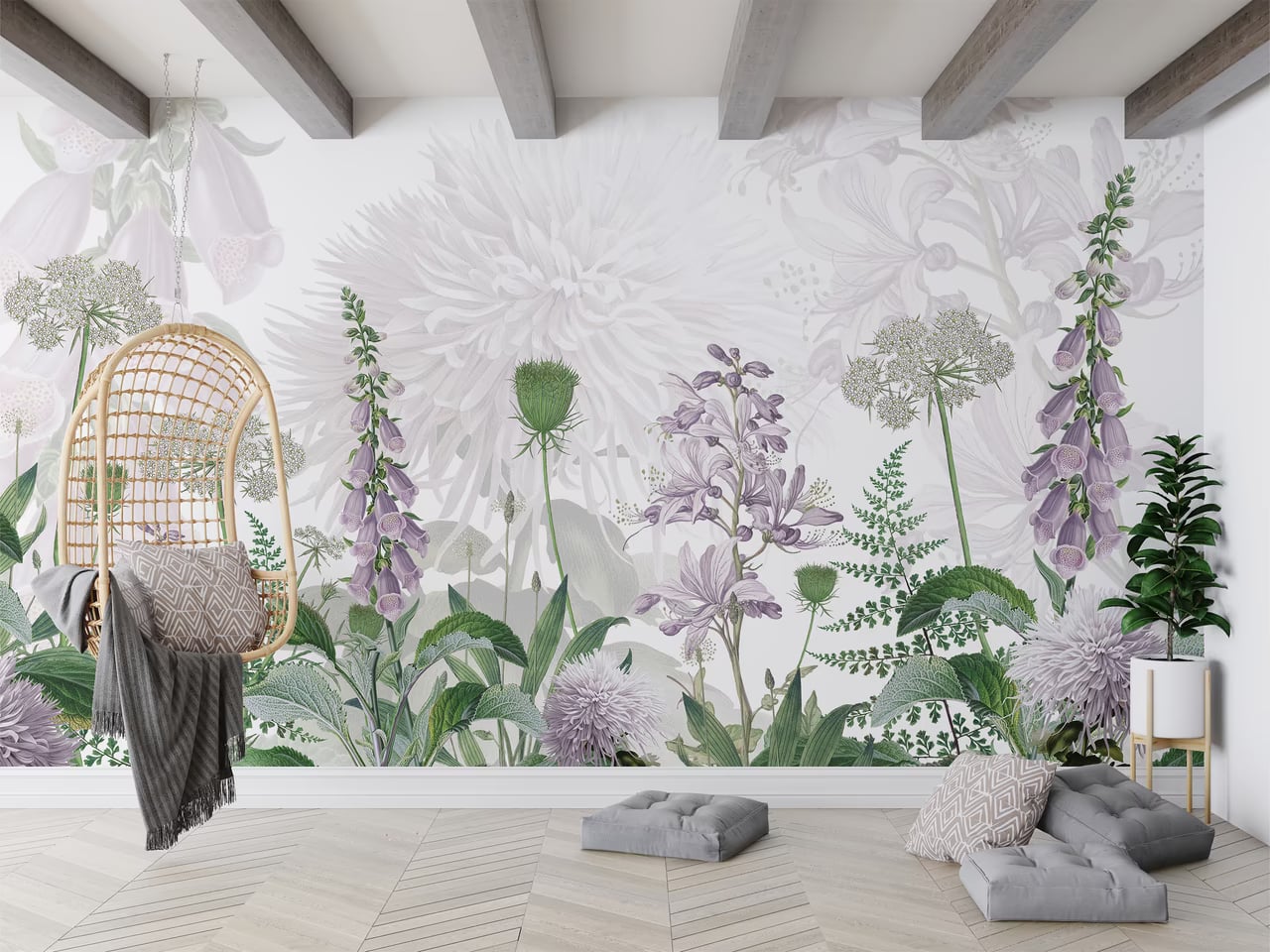 Foxglove Flowers styled in a room