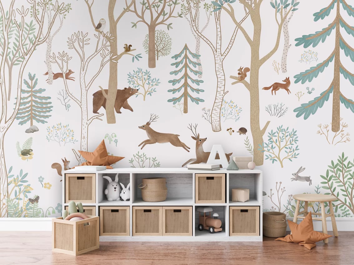 Frisky Forest - blue styled in a room