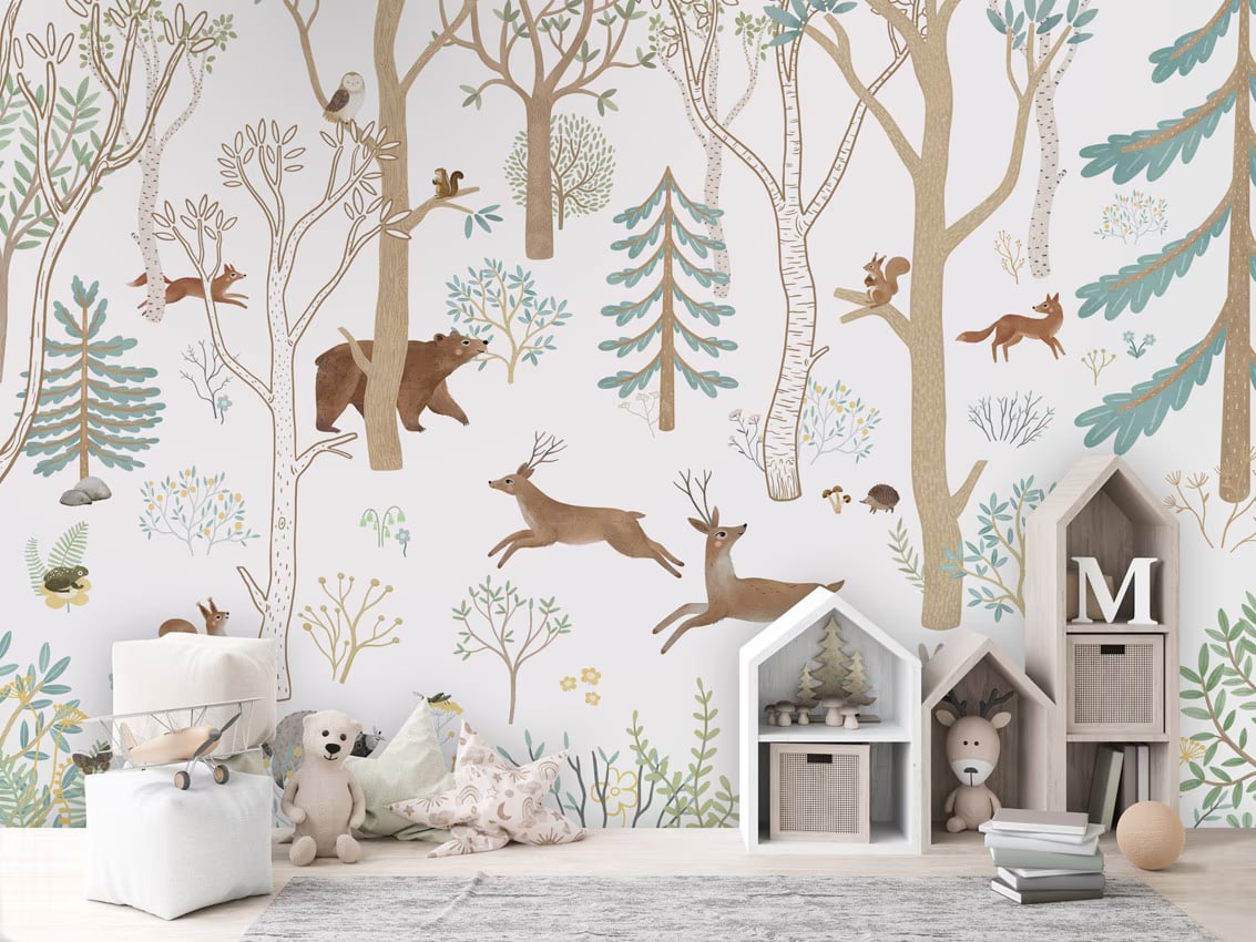 Frisky Forest - blue styled in a room