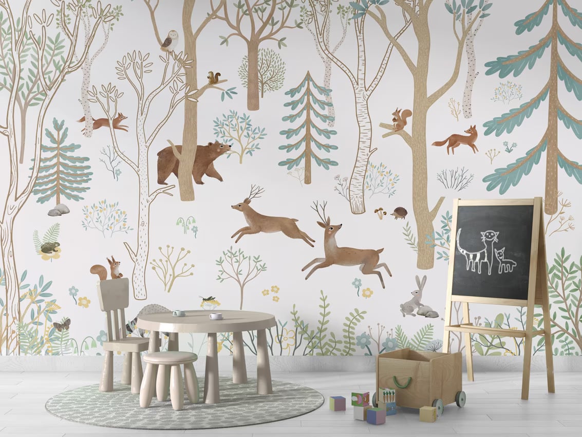 Frisky Forest - blue styled in a room