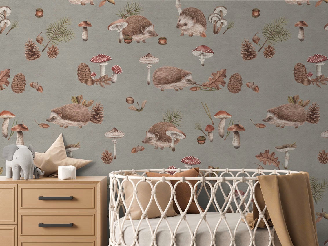 Happy Hedgehog - Taupe styled in a room