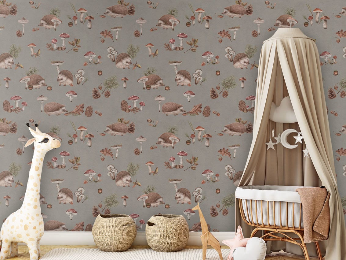 Happy Hedgehog - Taupe styled in a room