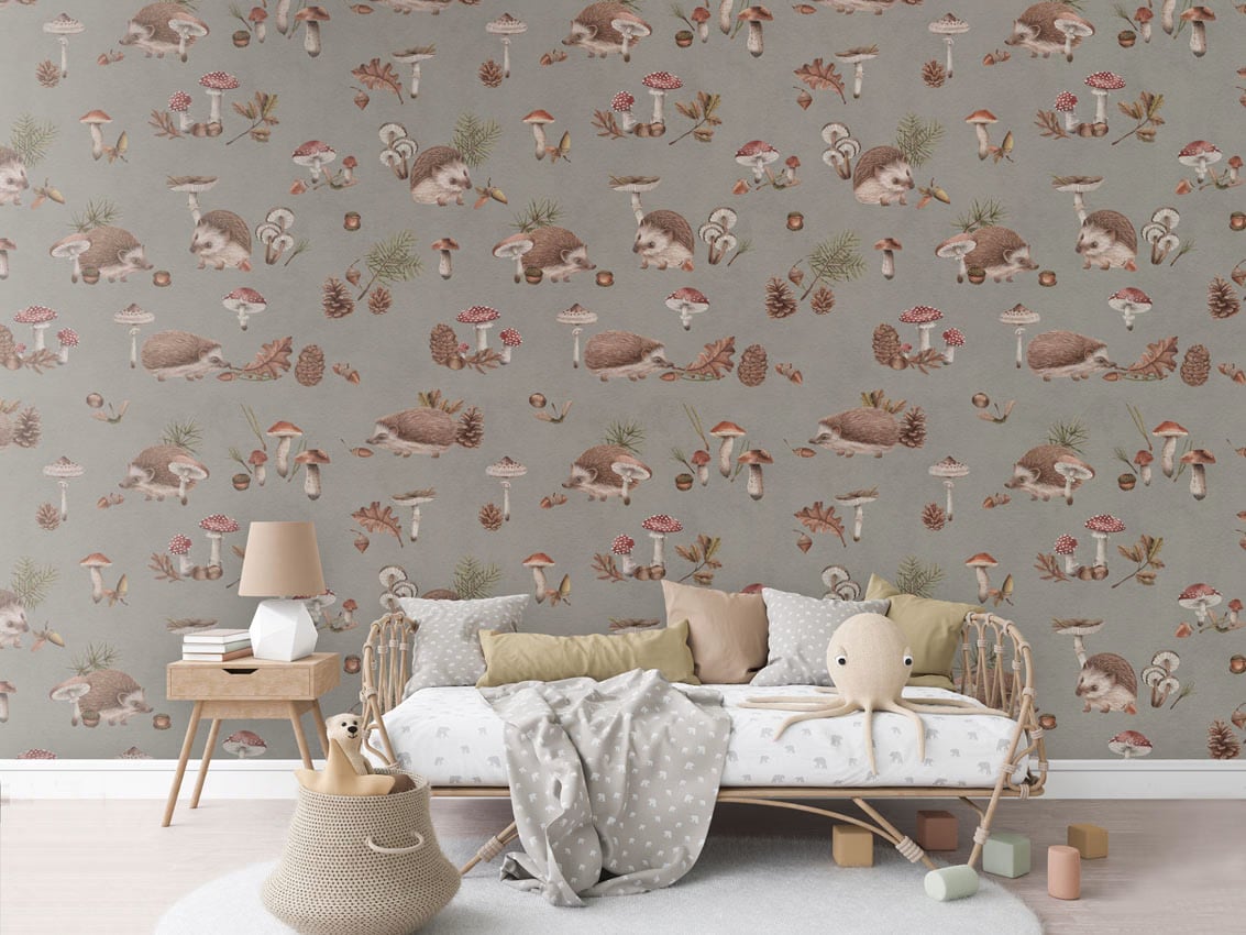 Happy Hedgehog - Taupe styled in a room