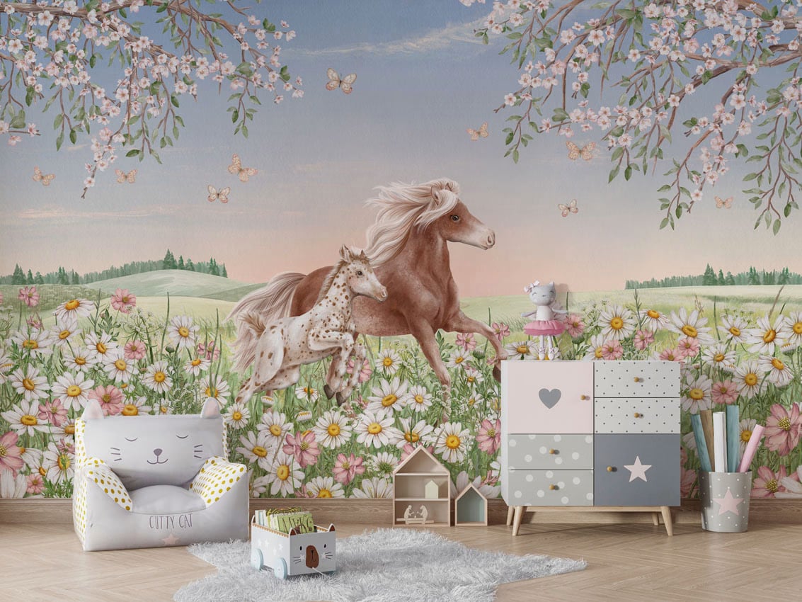 Happy Horses styled in a room