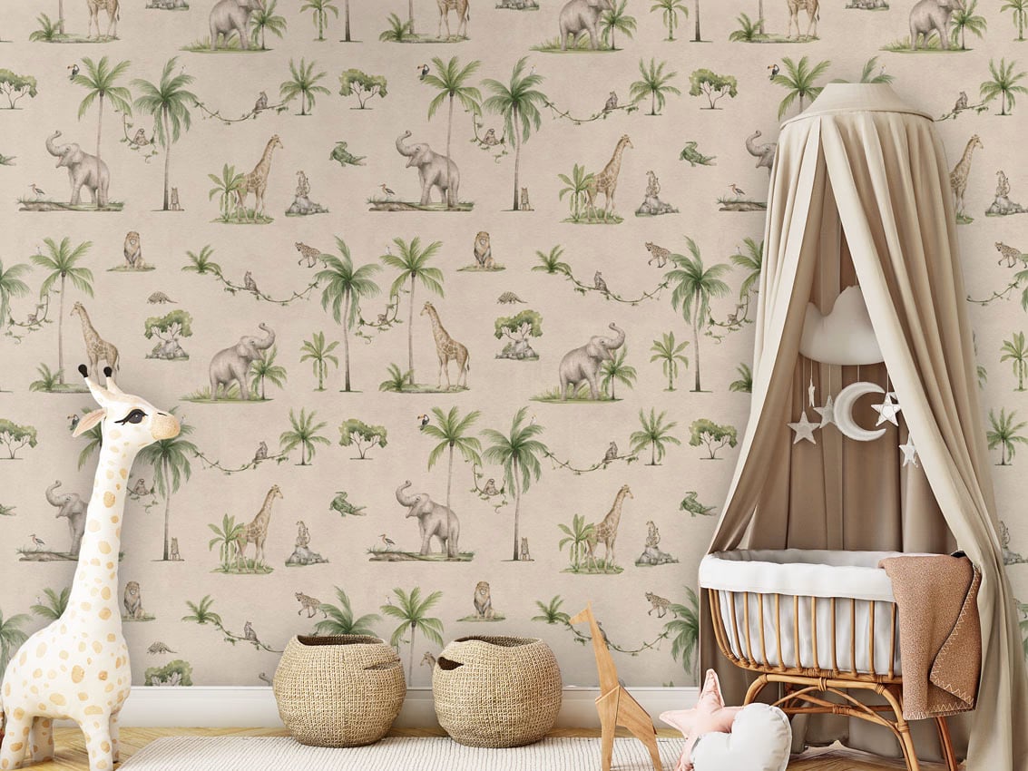 Joyful Jungle - Sand styled in a room