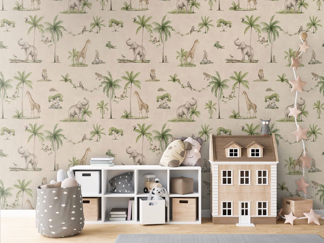Joyful Jungle - Sand styled in a room
