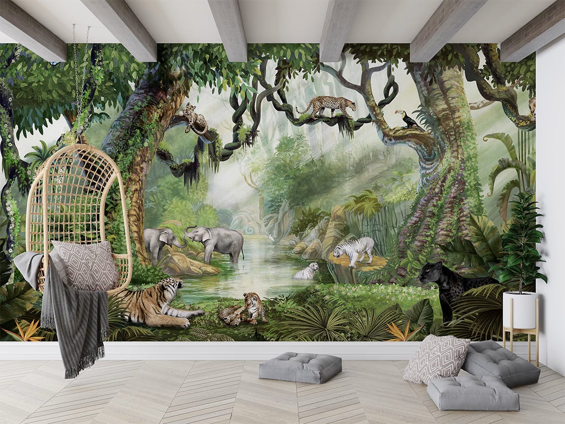 Jungle Cats styled in a room