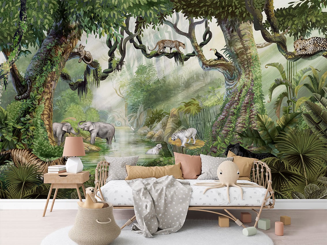 Jungle Cats styled in a room