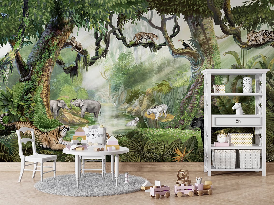 Jungle Cats styled in a room