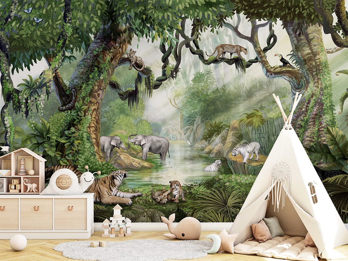 Jungle Cats styled in a room