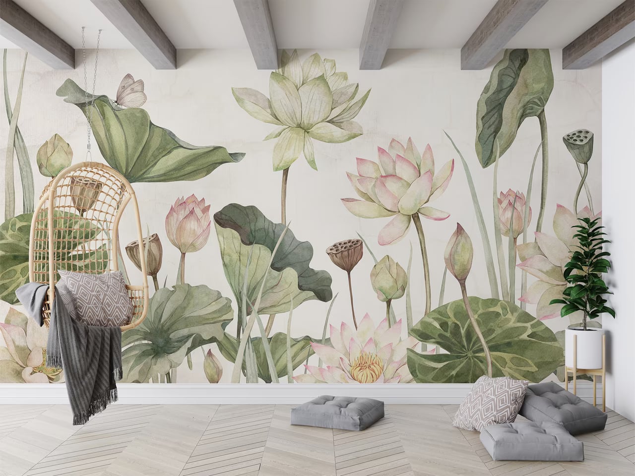 Lovely Water Lilies styled in a room