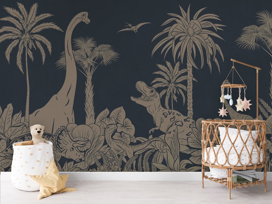 Monochrome Dino - Blue Vintage styled in a room