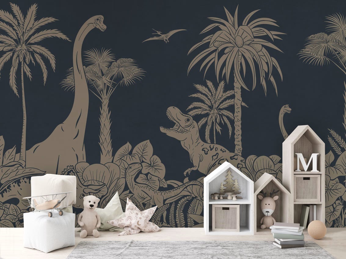Monochrome Dino - Blue Vintage styled in a room
