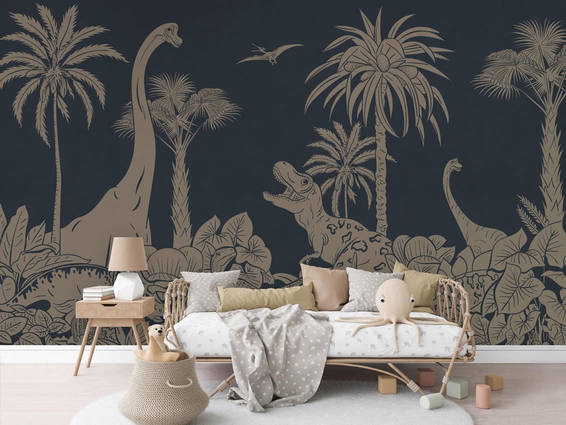 Monochrome Dino - Blue Vintage styled in a room