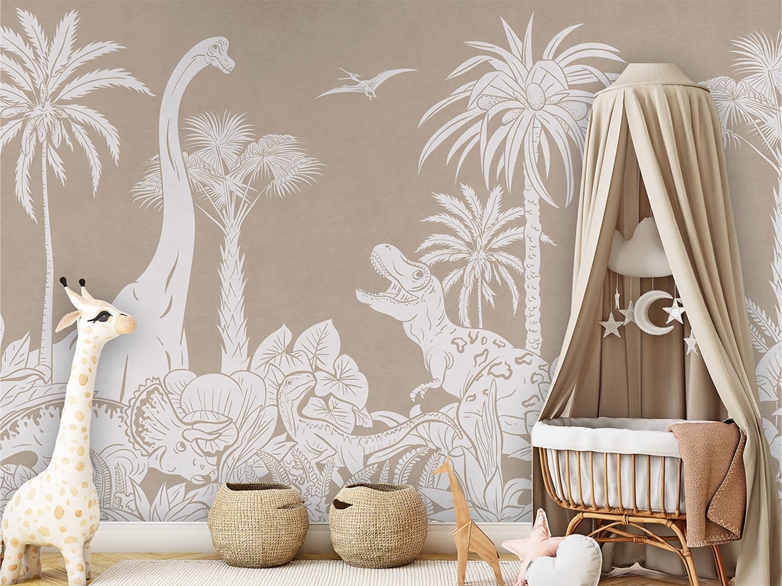 Monochrome Dino - Brown styled in a room
