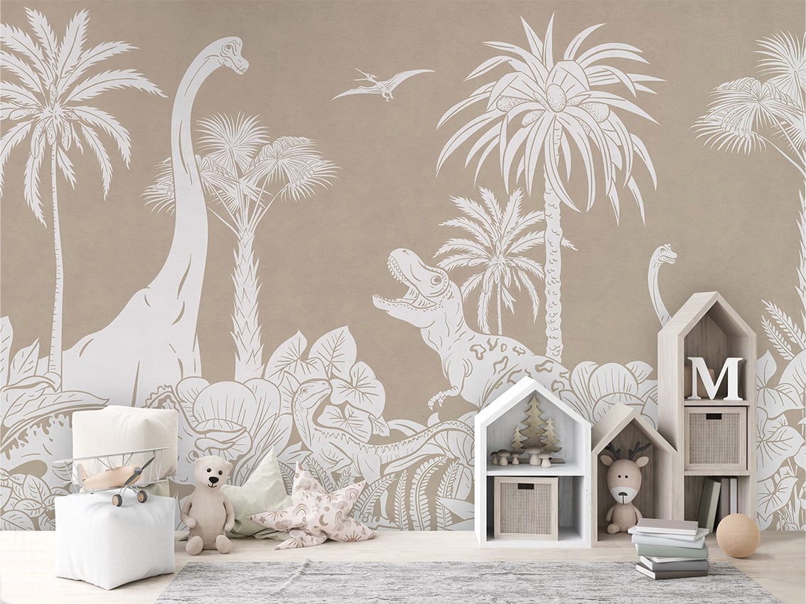 Monochrome Dino - Brown styled in a room