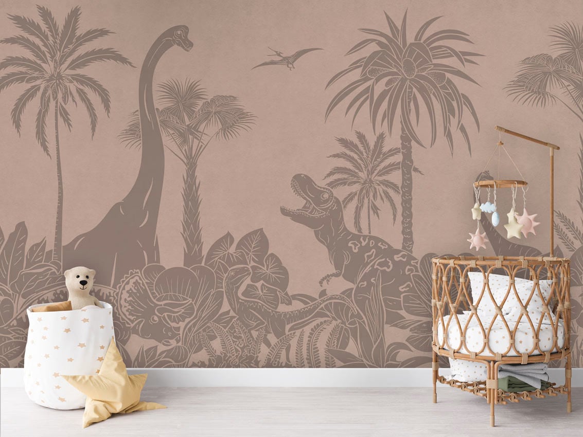 Monochrome Dino - Pink Vintage styled in a room