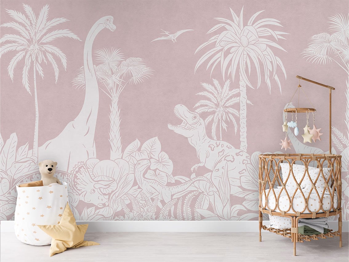 Monochrome Dino - Pink styled in a room