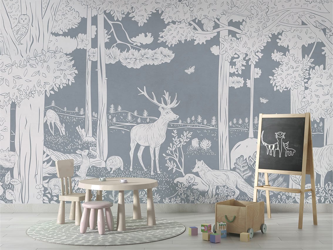 Monochrome Forest - Blue styled in a room