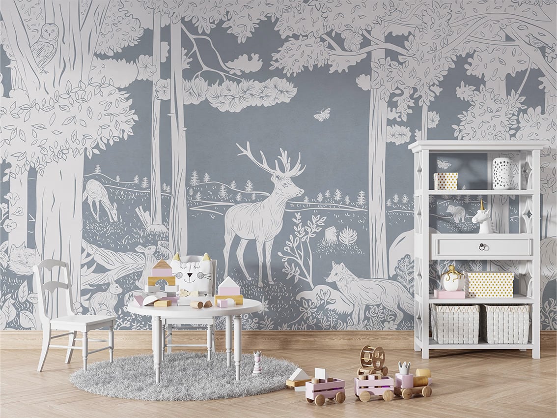 Monochrome Forest - Blue styled in a room