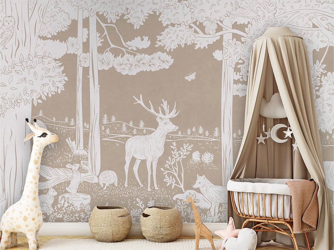 Monochrome Forest - Brown styled in a room