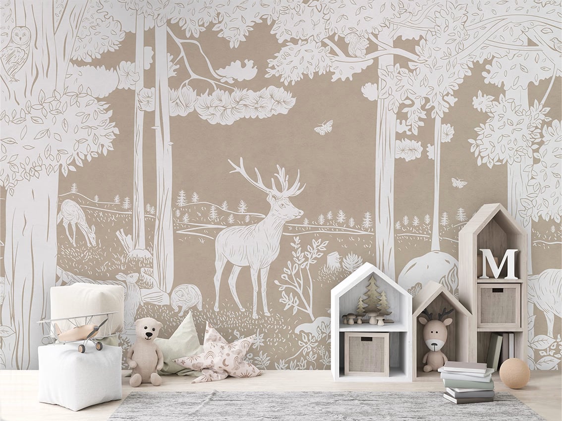 Monochrome Forest - Brown styled in a room