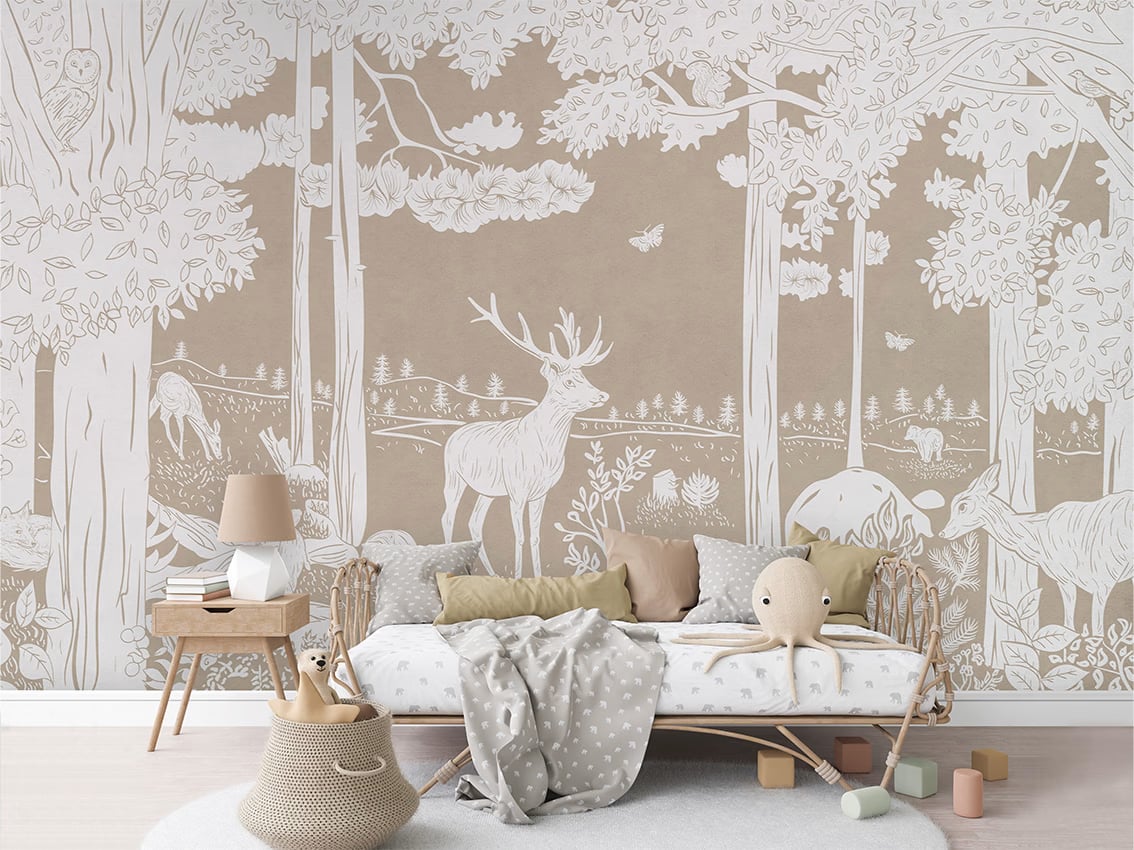 Monochrome Forest - Brown styled in a room