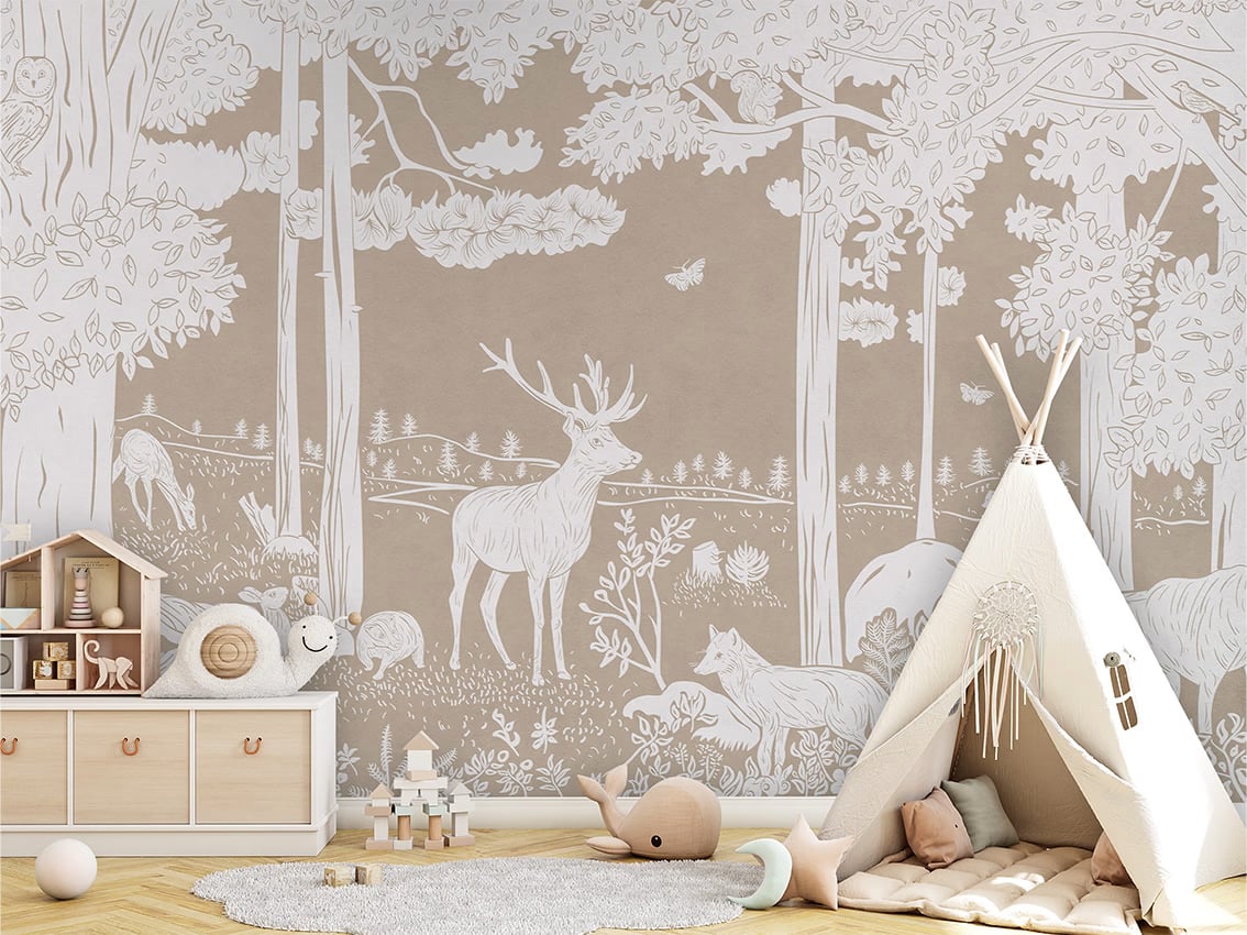 Monochrome Forest - Brown styled in a room