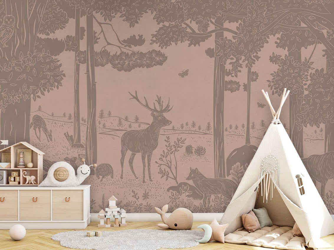 Monochrome Forest - Pink Vintage styled in a room