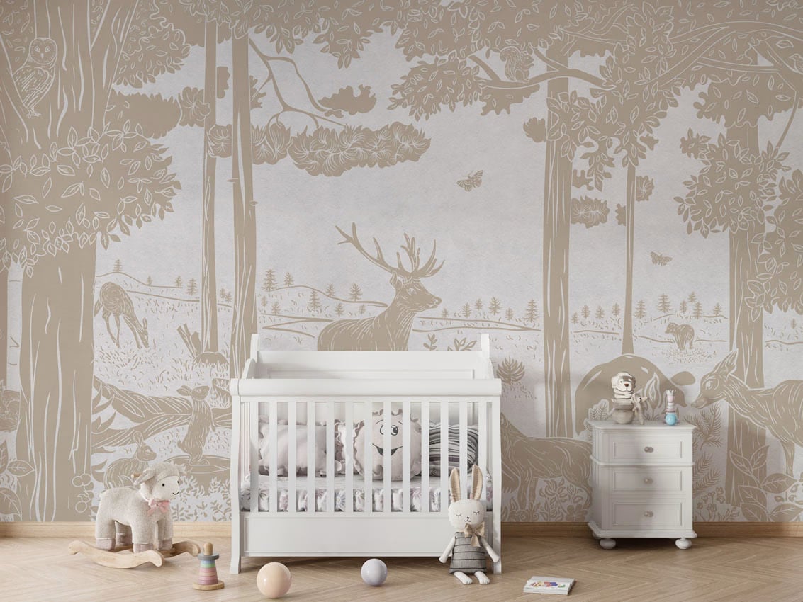 Monochrome Forest - White Vintage styled in a room
