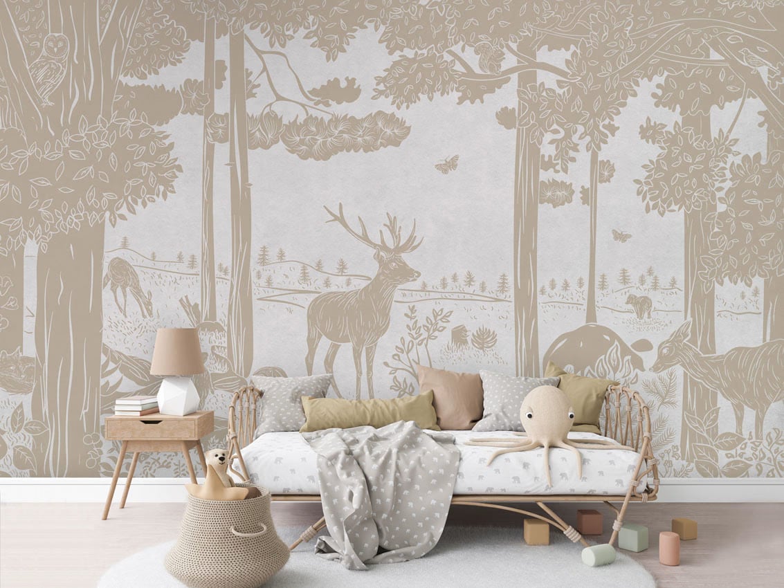 Monochrome Forest - White Vintage styled in a room
