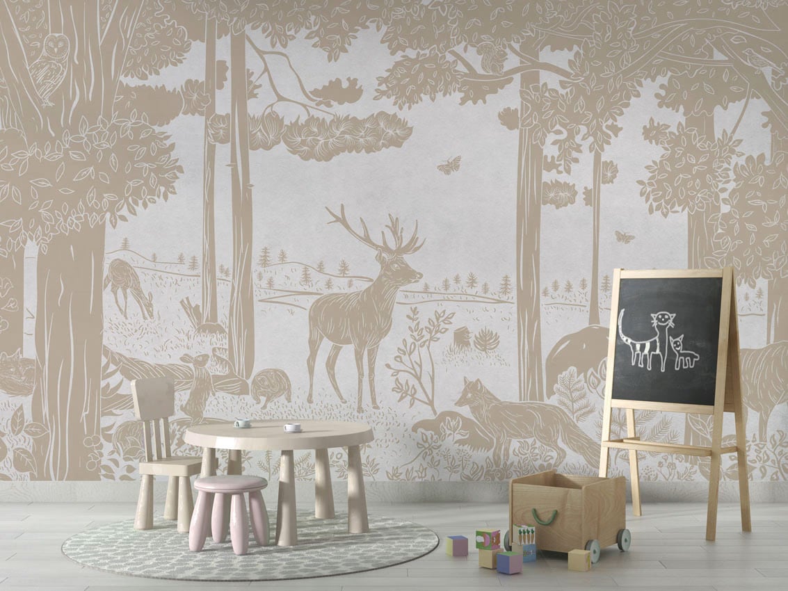 Monochrome Forest - White Vintage styled in a room