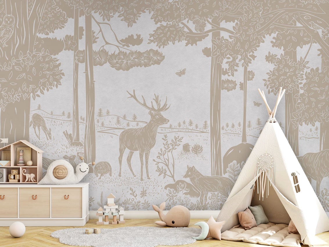 Monochrome Forest - White Vintage styled in a room