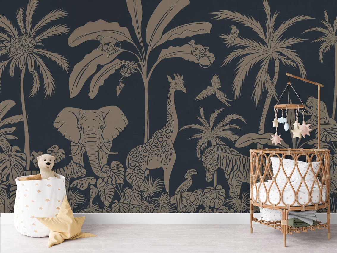 Monochrome Jungle - Blue Vintage styled in a room