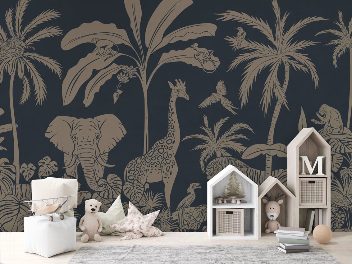 Monochrome Jungle - Blue Vintage styled in a room
