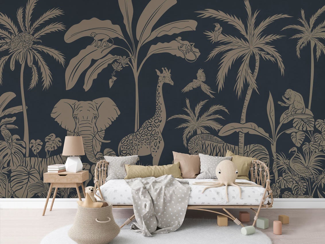 Monochrome Jungle - Blue Vintage styled in a room