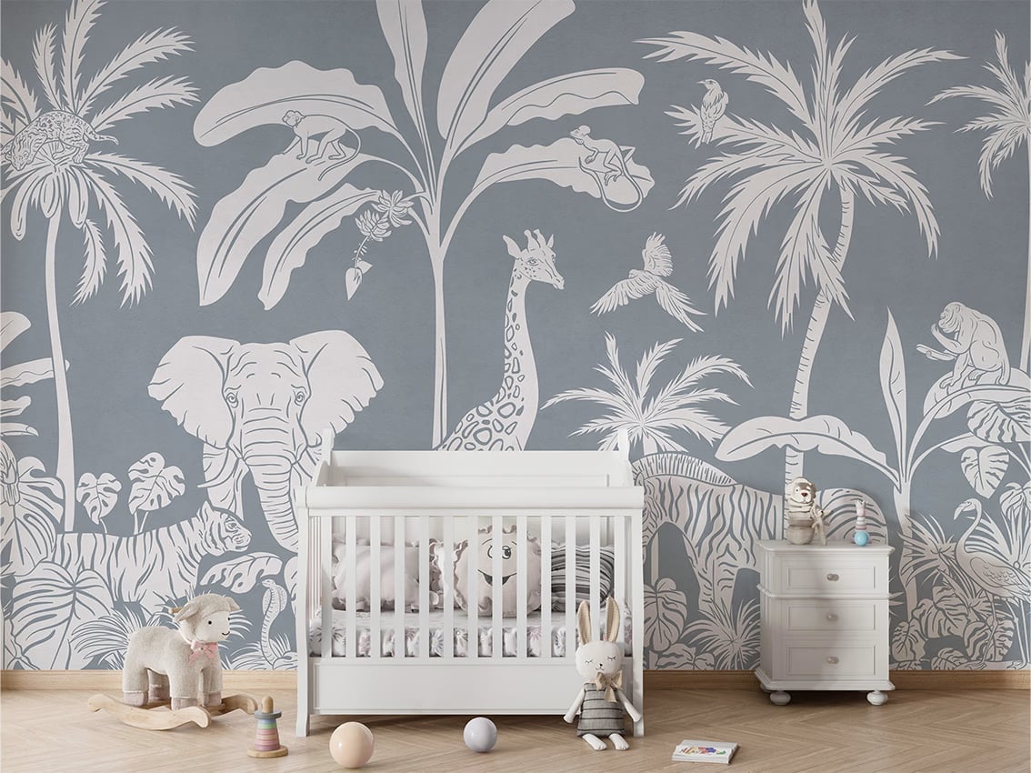 Monochrome Jungle - Blue styled in a room